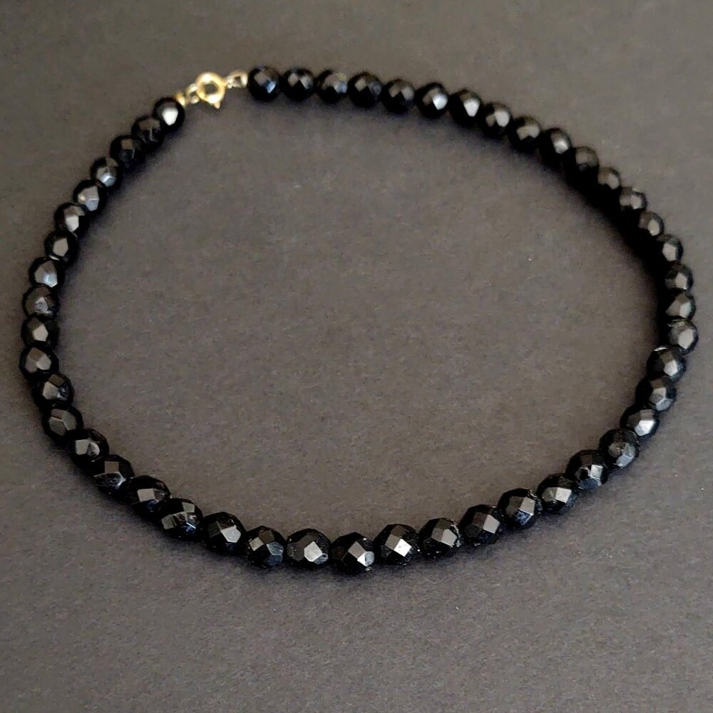 Black glass bead choker necklace - Picture 7 of 11